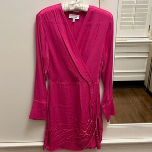 {{& Other Stories}} Fuchsia Satin Wrap Dress